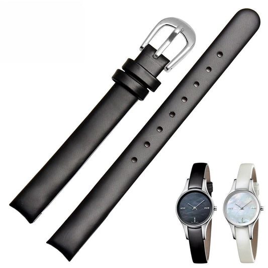 Leather Watch Strap – 10mm Black / White Arc Design | Wellstraps™ Wellstraps™