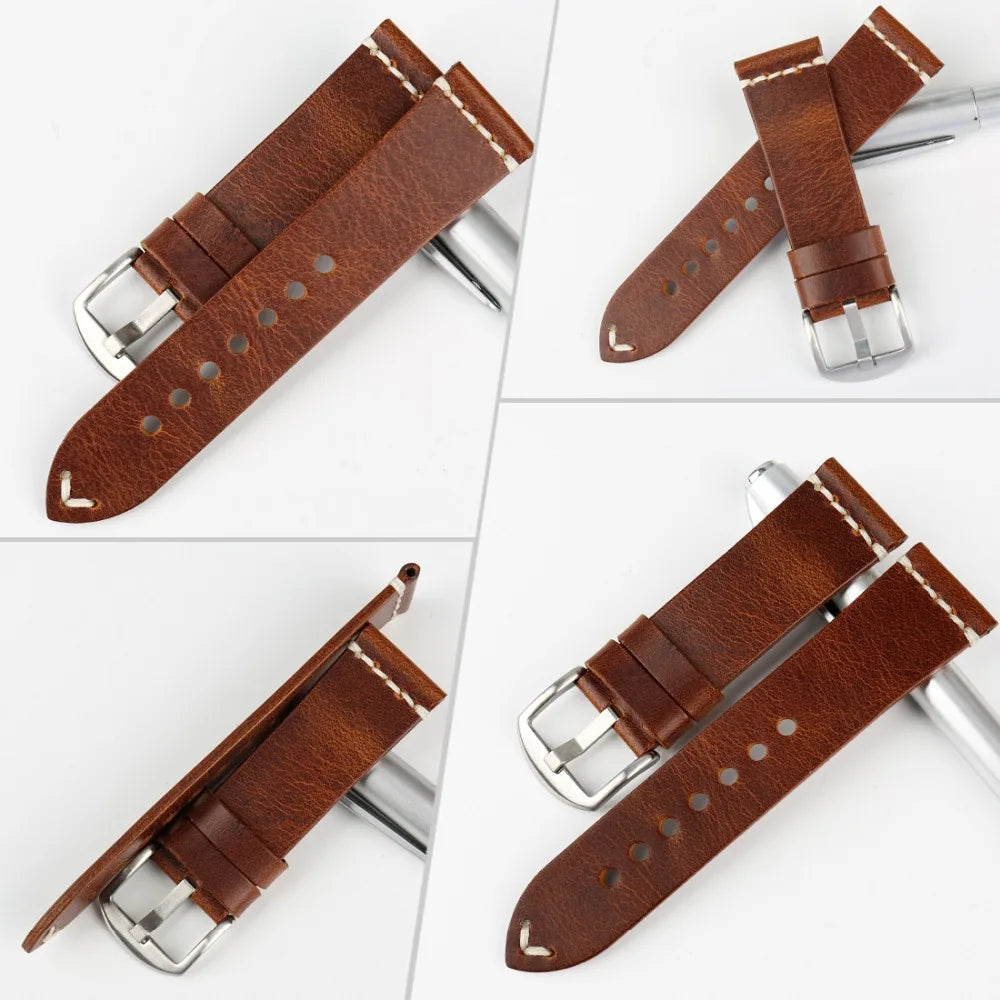 Vintage Leather Strap For Watch – 20/22/24mm Replacement Band | Wellstraps™ Wellstraps