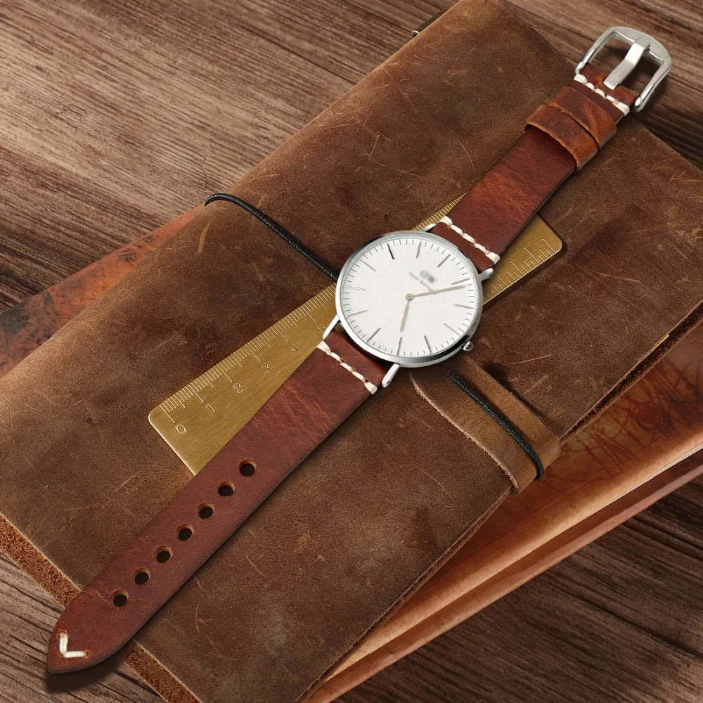 Vintage Leather Strap For Watch – 20/22/24mm Replacement Band | Wellstraps™ Wellstraps
