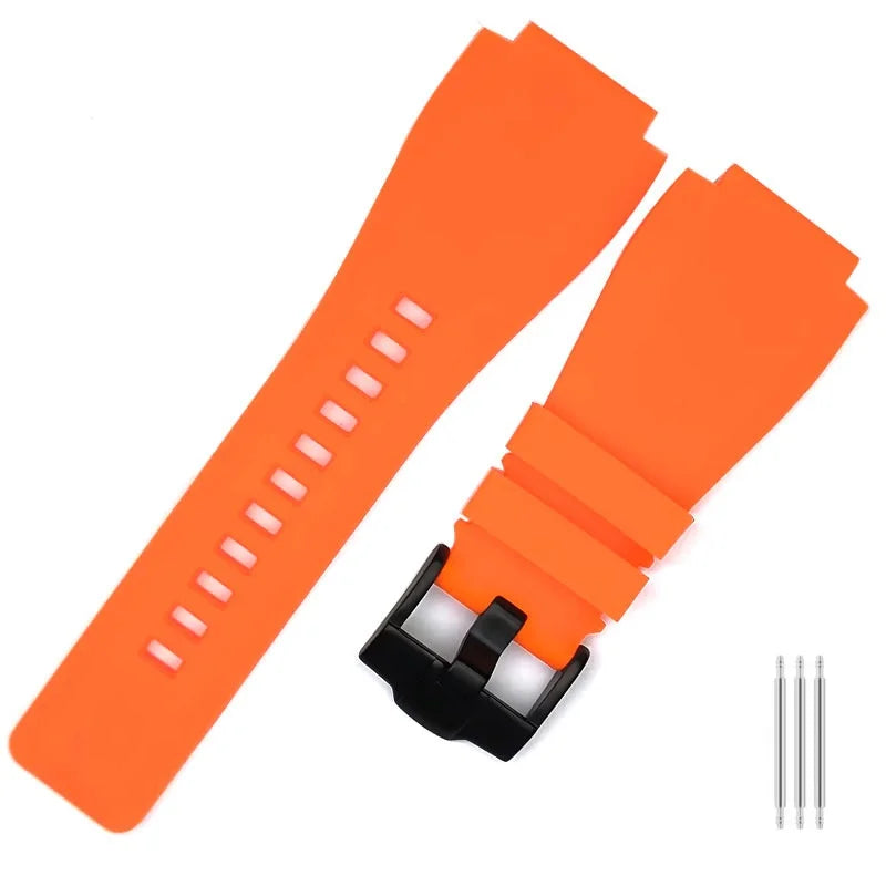 Rubber Watch Strap – 24mm – Universal Replacement Band | Soft Natural Rubber Watch Strap – Orange, Black, Blue | Wellstraps™  Wellstraps™