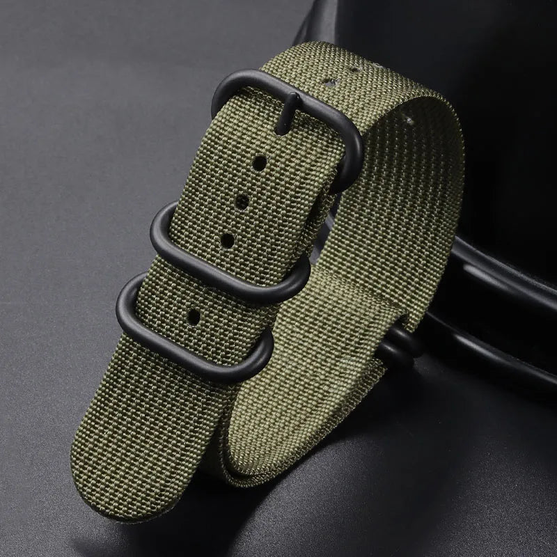 Nylon Striped Watch Strap – Ring Buckle – Multiple Sizes | Wellstraps™ Wellstraps