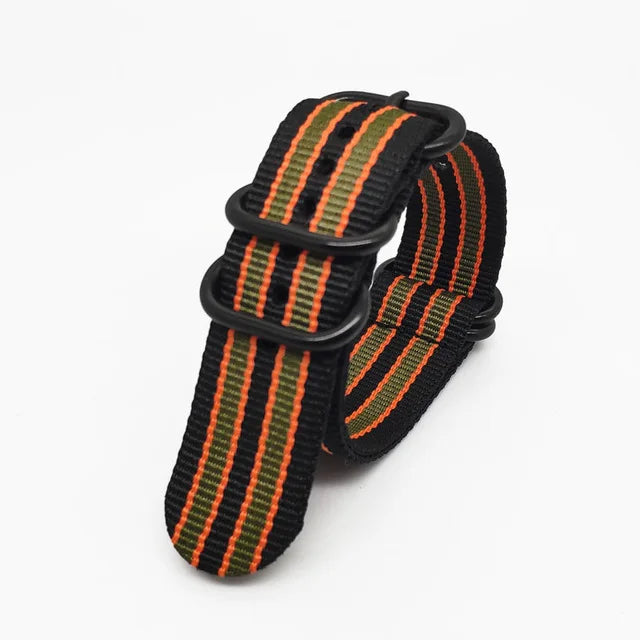 Nylon Striped Watch Strap – Ring Buckle – Multiple Sizes | Wellstraps™ Wellstraps™