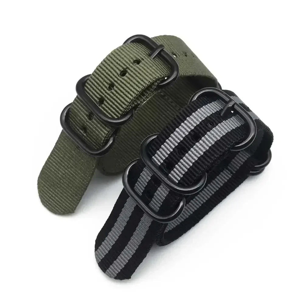 Nylon Striped Watch Strap – Ring Buckle – Multiple Sizes | Wellstraps™ Wellstraps™