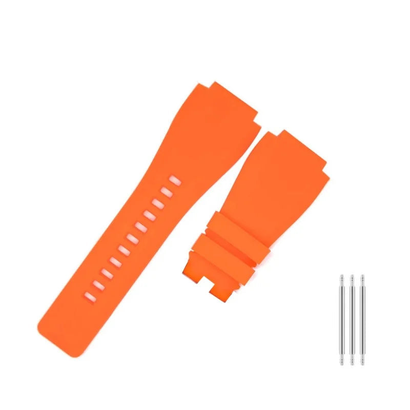Rubber Watch Strap – 24mm – Universal Replacement Band | Soft Natural Rubber Watch Strap – Orange, Black, Blue | Wellstraps™  Wellstraps™