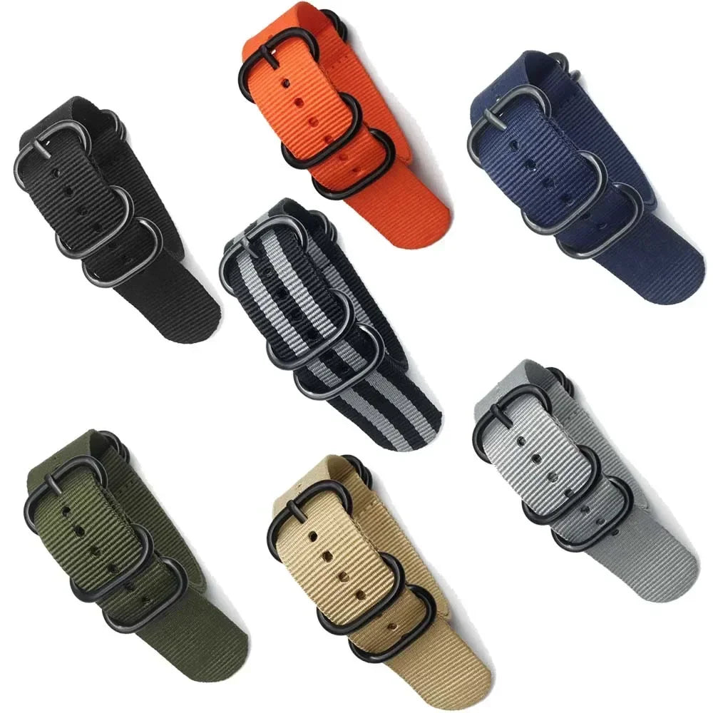 Nylon Striped Watch Strap – Ring Buckle – Multiple Sizes | Wellstraps™ Wellstraps™