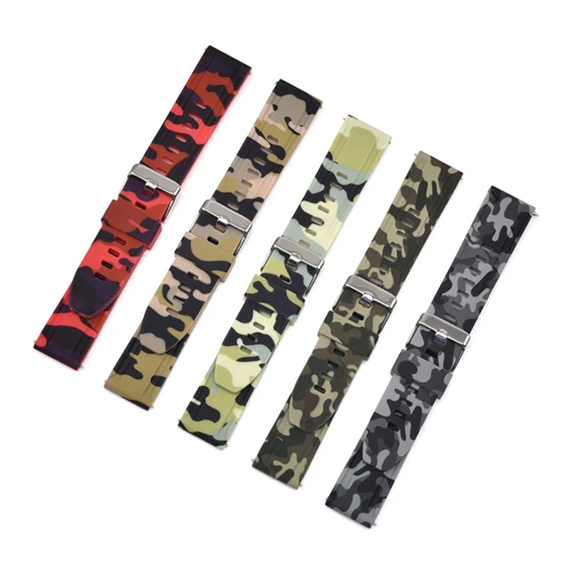 Camouflage Rubber Strap – Compatible with 18/20/22/24 mm Watches | Wellstraps™ Wellstraps