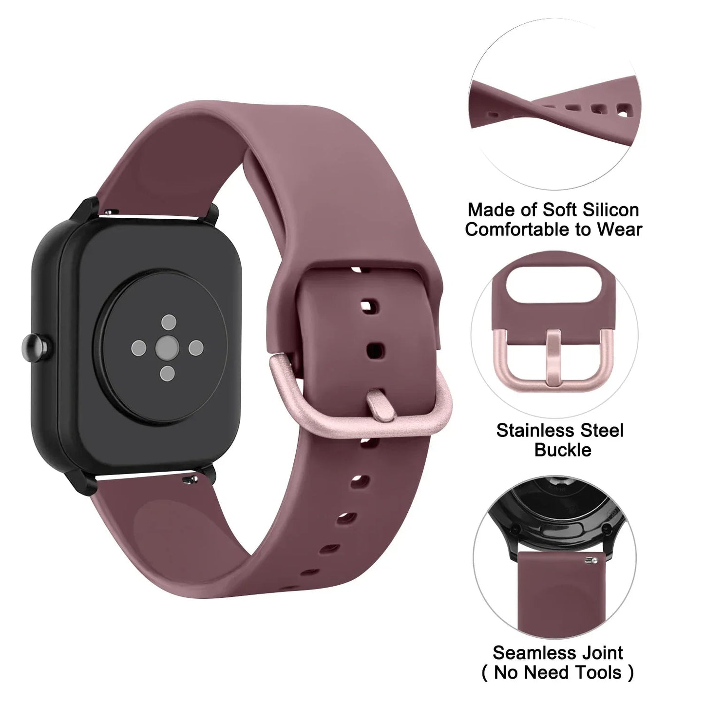 Rubber Strap For Smartwatch – 20/22mm Replacement Band | Wellstraps™ Wellstraps