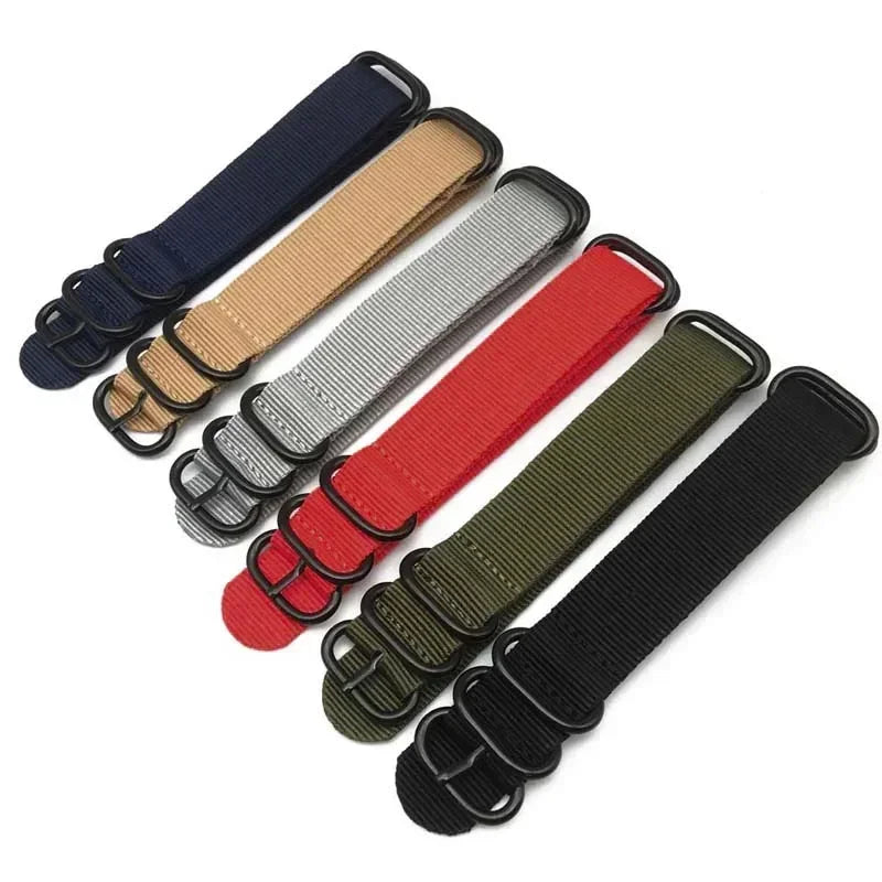 Nylon Striped Watch Strap – Ring Buckle – Multiple Sizes | Wellstraps™ Wellstraps™