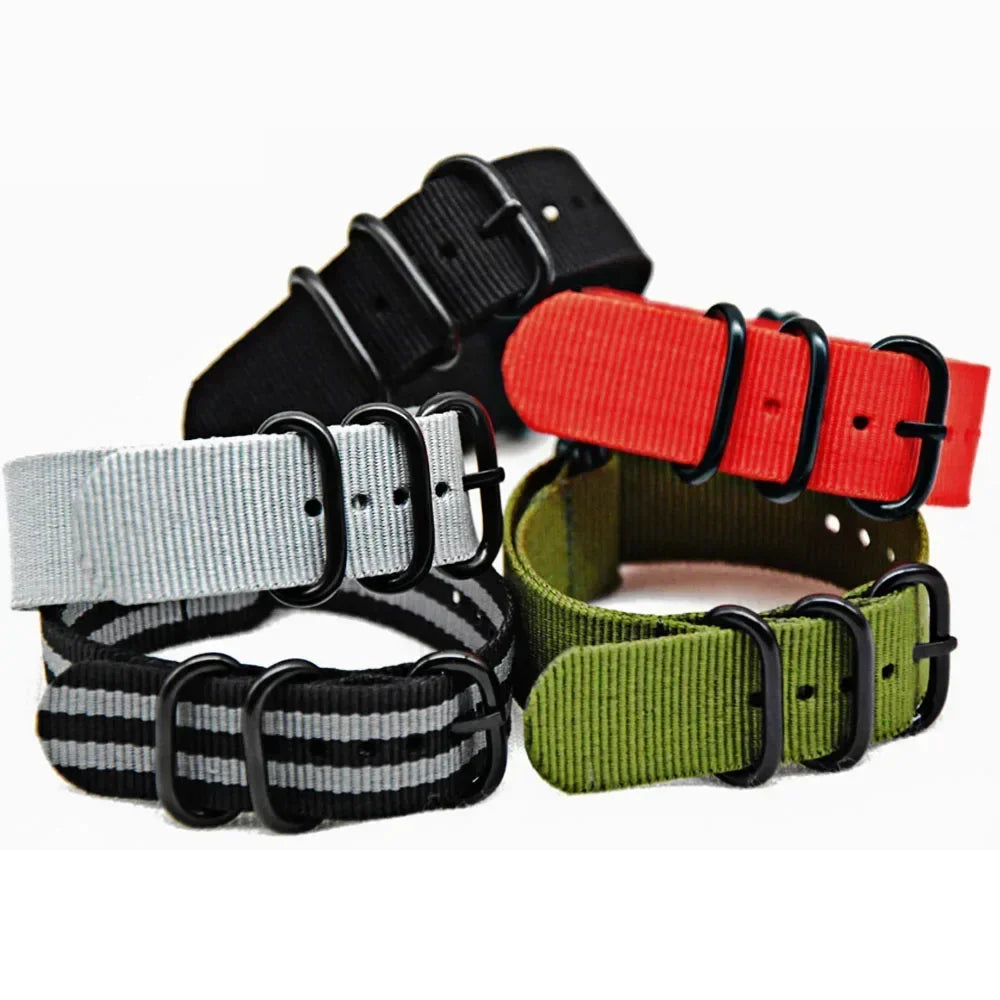 Nylon Striped Watch Strap – Ring Buckle – Multiple Sizes | Wellstraps™ Wellstraps™