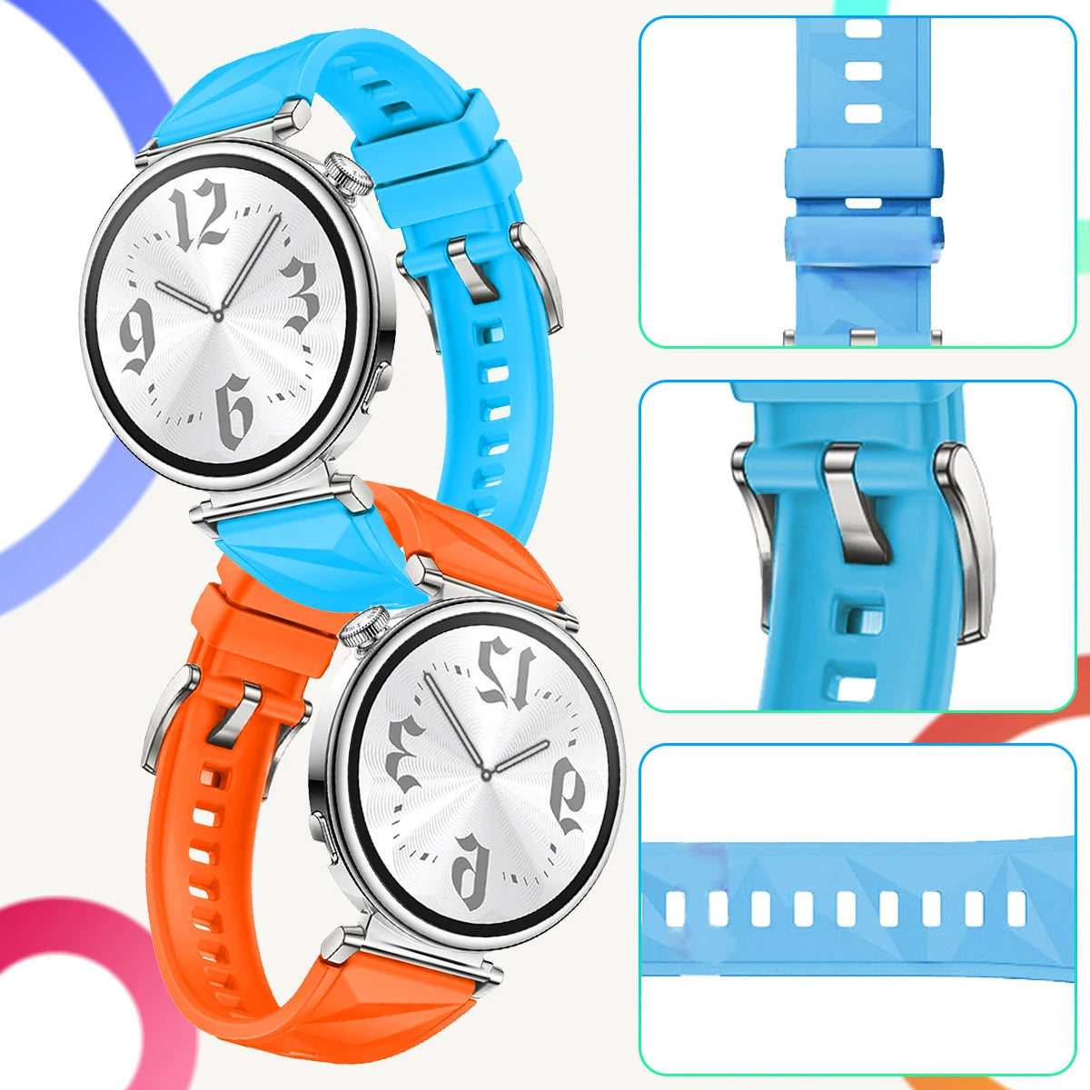 Slim Rubber Strap For Smartwatch – 18mm Replacement Band | Wellstraps™ Wellstraps