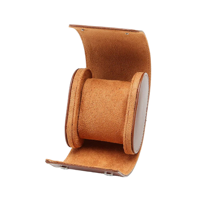 Travel Watch Roll in Brown Leather – 1 Slots Wellstraps Boxes