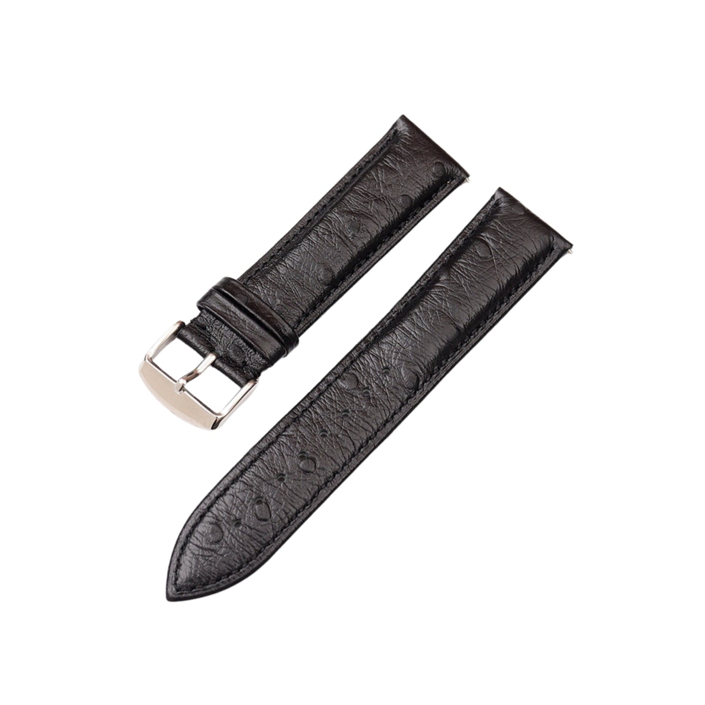 Ostrich Leather Strap - Black - Ostrich Pattern Wellstraps