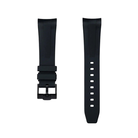 Rubber Watch Strap – 22mm – Black/White – Rounded Design | Wellstraps™ Wellstraps