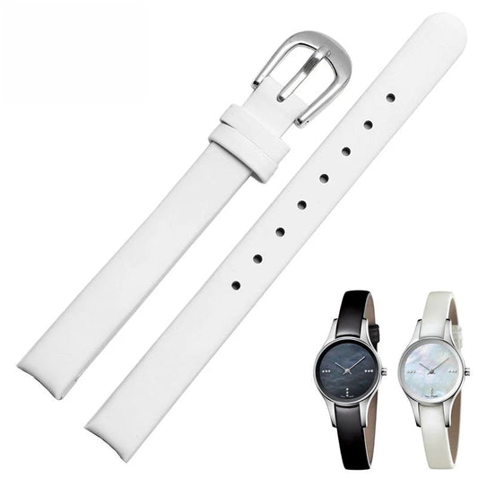 Leather Watch Strap – 10mm Black / White Arc Design | Wellstraps™  Wellstraps™