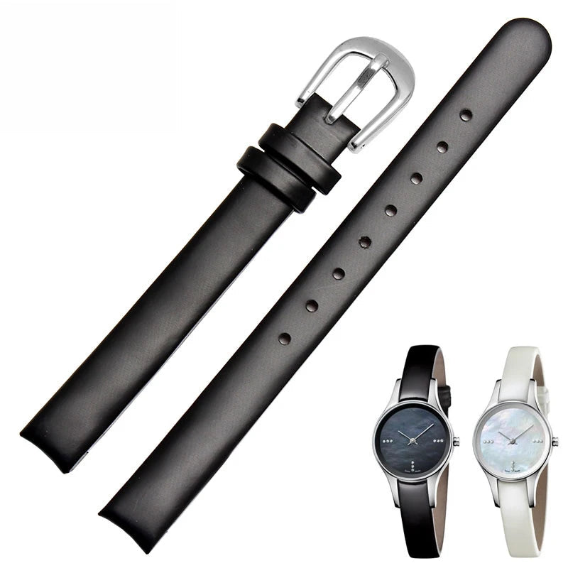 Leather Watch Strap – 10mm Black / White Arc Design | Wellstraps™  Wellstraps™