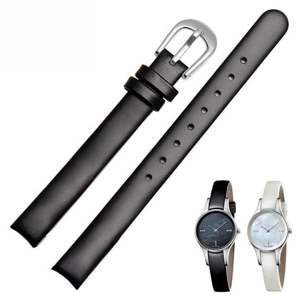 Leather Watch Strap – 10mm Black / White Arc Design | Wellstraps™  Wellstraps™