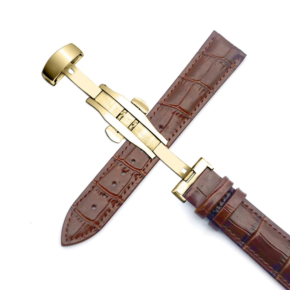Watchband 14mm 16mm 18mm 19mm 20mm 21mm 22mm 24mm Genuine Leather Strap Men Universal Replacement Watch Band Watch Accessories  Wellstraps™