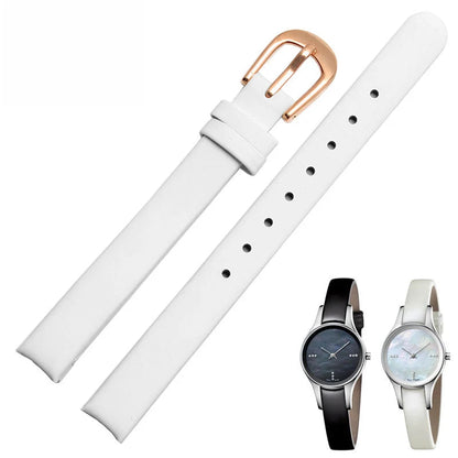 Leather Watch Strap – 10mm Black / White Arc Design | Wellstraps™  Wellstraps™