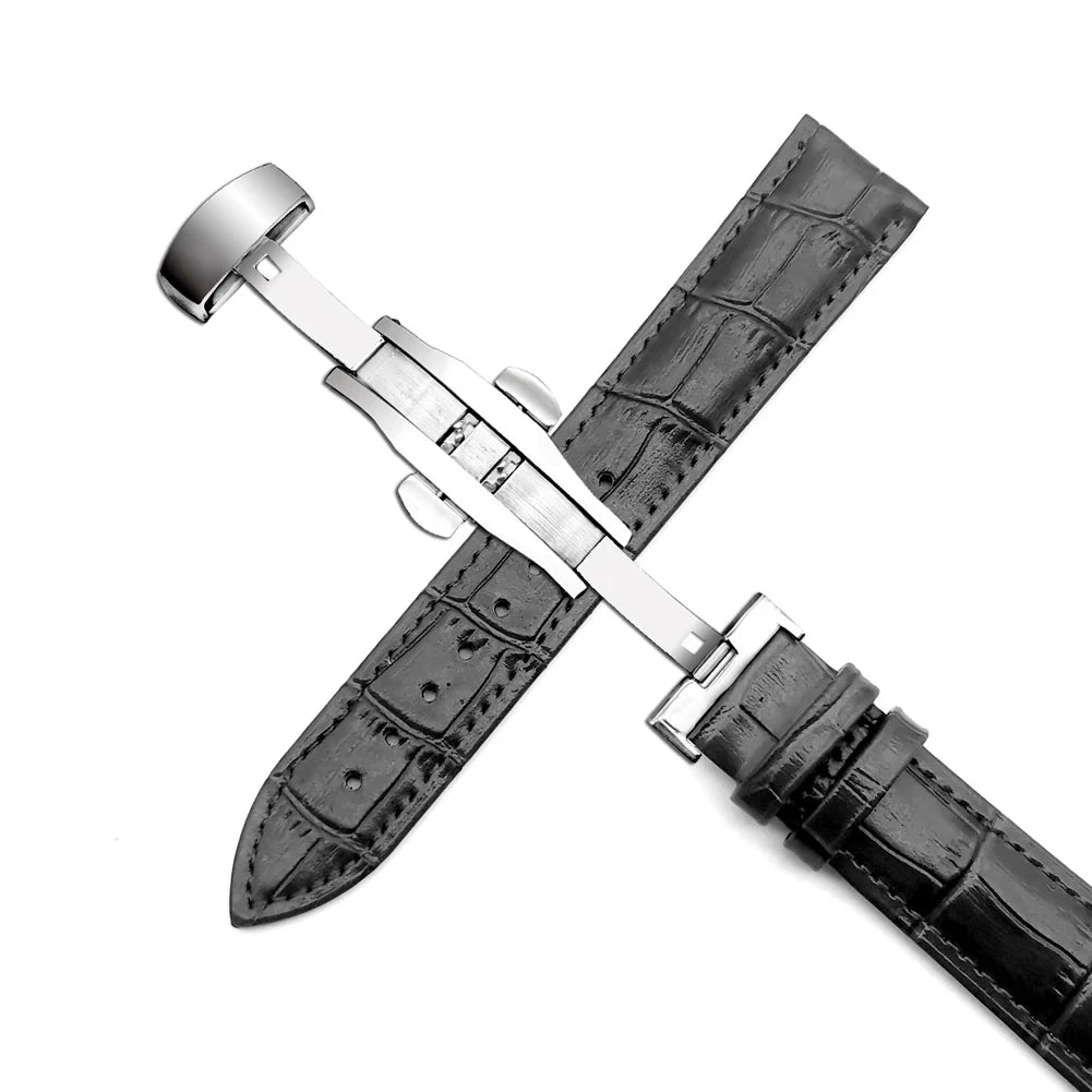 Watchband 14mm 16mm 18mm 19mm 20mm 21mm 22mm 24mm Genuine Leather Strap Men Universal Replacement Watch Band Watch Accessories  Wellstraps™