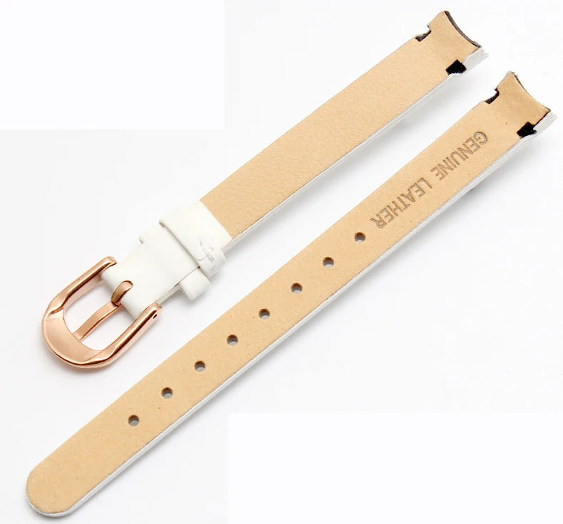 Leather Watch Strap – 10mm Black / White Arc Design | Wellstraps™  Wellstraps™