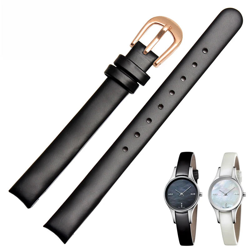 Leather Watch Strap – 10mm Black / White Arc Design | Wellstraps™  Wellstraps™