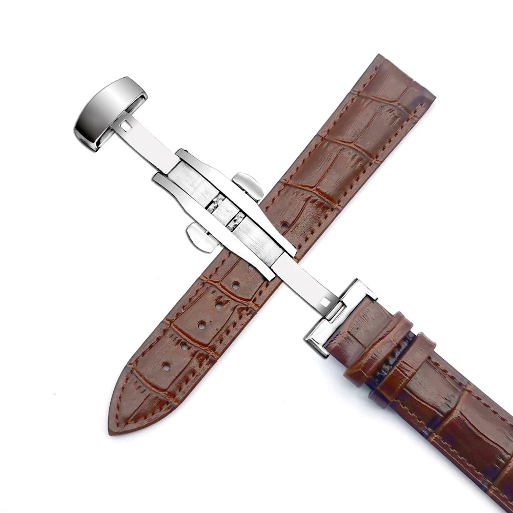 Watchband 14mm 16mm 18mm 19mm 20mm 21mm 22mm 24mm Genuine Leather Strap Men Universal Replacement Watch Band Watch Accessories  Wellstraps™