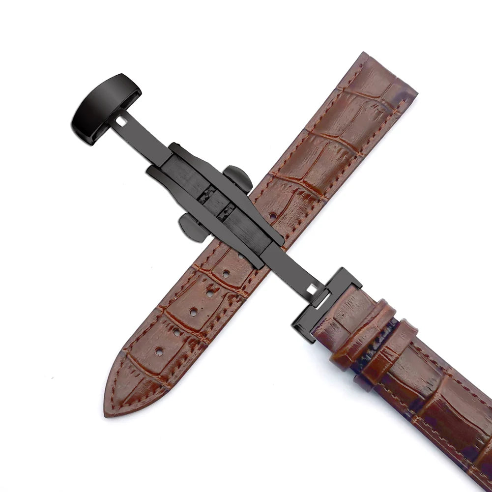 Watchband 14mm 16mm 18mm 19mm 20mm 21mm 22mm 24mm Genuine Leather Strap Men Universal Replacement Watch Band Watch Accessories  Wellstraps™