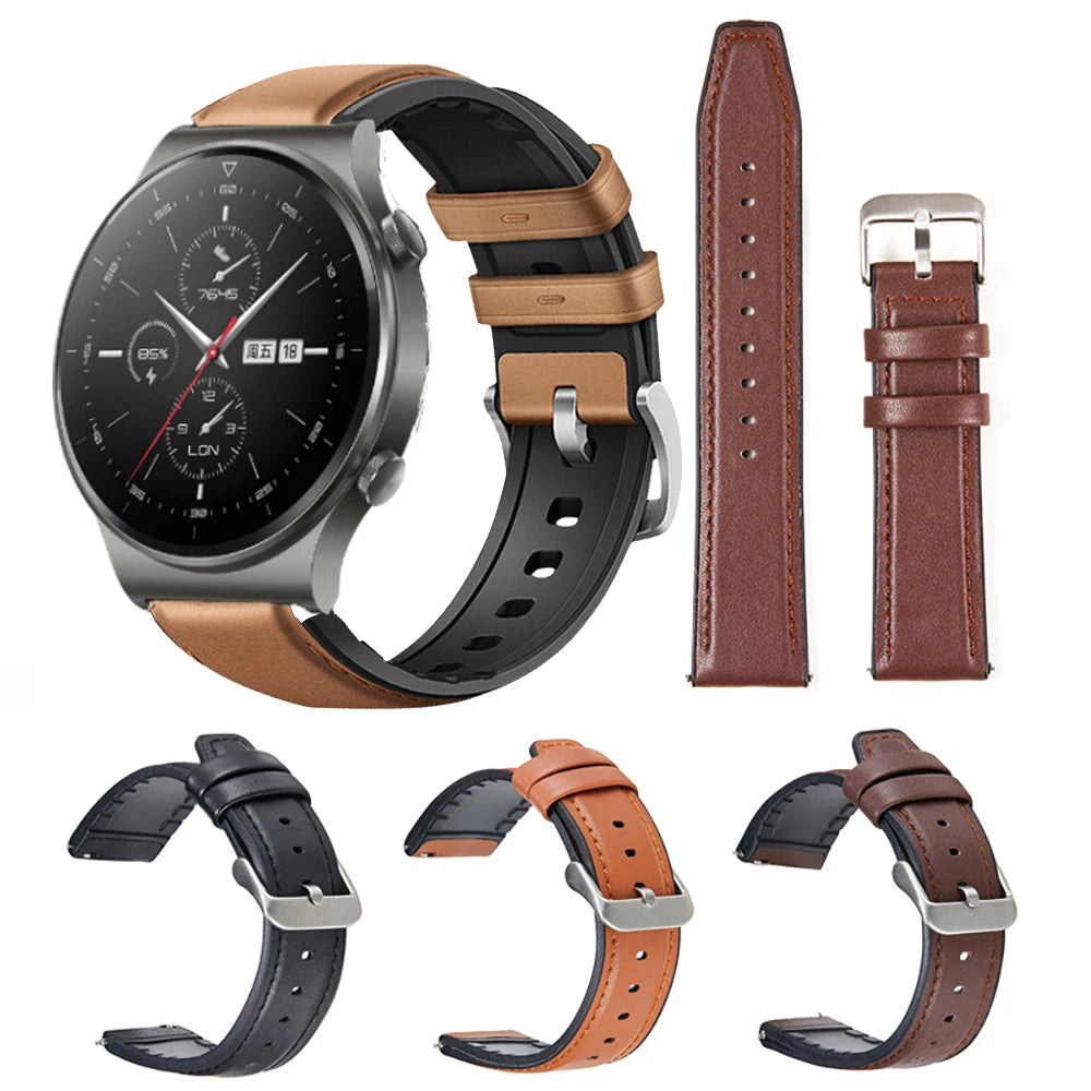 Leather Strap For Smartwatch – 22mm Replacement Band | Wellstraps™ Wellstraps