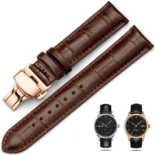 Watchband  20mm  22mm  Genuine Leather Strap Men Universal Replacement Watch Band Watch Accessories  Wellstraps™