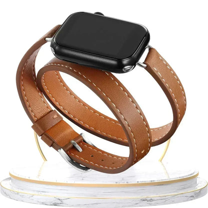 Double Tour Leather Strap For Smartwatch – 38–49mm | Wellstraps™