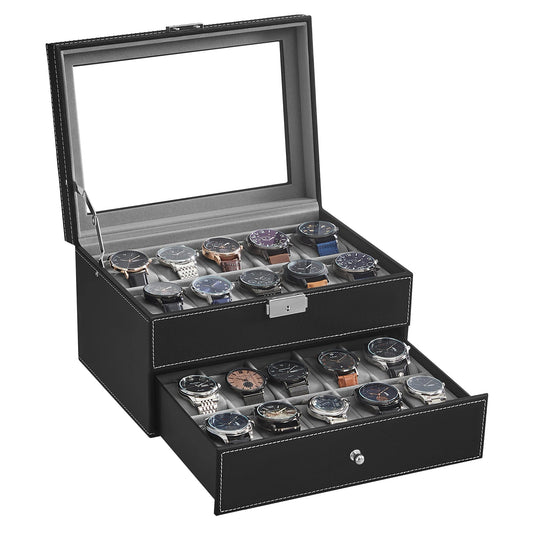 Watch Storage Box – 12 Slots – Black Leather | Wellstraps™ Wellstraps Boxes