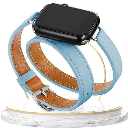Double Tour Leather Strap For Smartwatch – 38–49mm | Wellstraps™