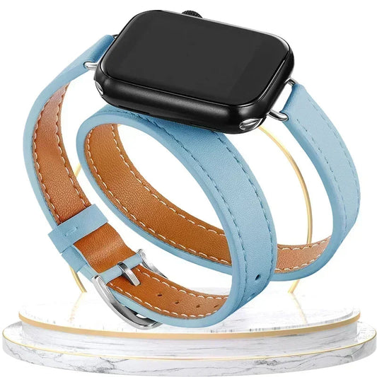 Double Tour Leather Strap For Smartwatch – 38–49mm | Wellstraps™
