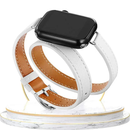 Double Tour Leather Strap For Smartwatch – 38–49mm | Wellstraps™