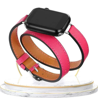 Double Tour Leather Strap For Smartwatch – 38–49mm | Wellstraps™