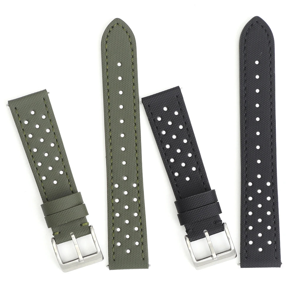 Leather & Sailcloth Strap – Perforated Quick Release 18/20/22mm | Wellstraps™  Wellstraps™