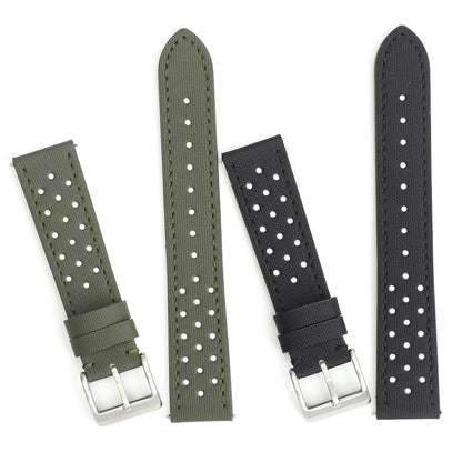 Leather & Sailcloth Strap – Perforated Quick Release 18/20/22mm | Wellstraps™  Wellstraps™