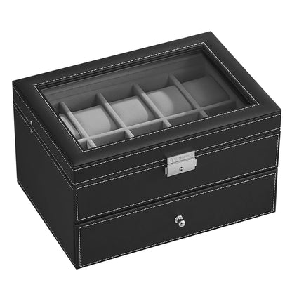 Watch Storage Box – 12 Slots – Black Leather | Wellstraps™ Wellstraps Boxes