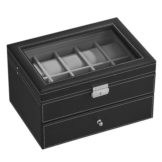 Watch Storage Box – 12 Slots – Black Leather | Wellstraps™ Wellstraps Boxes