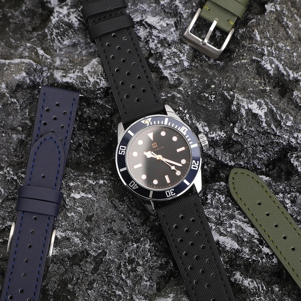 Leather & Sailcloth Strap – Perforated Quick Release 18/20/22mm | Wellstraps™  Wellstraps™
