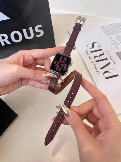 Double Tour Leather Strap For Smartwatch – 38–49mm | Wellstraps™