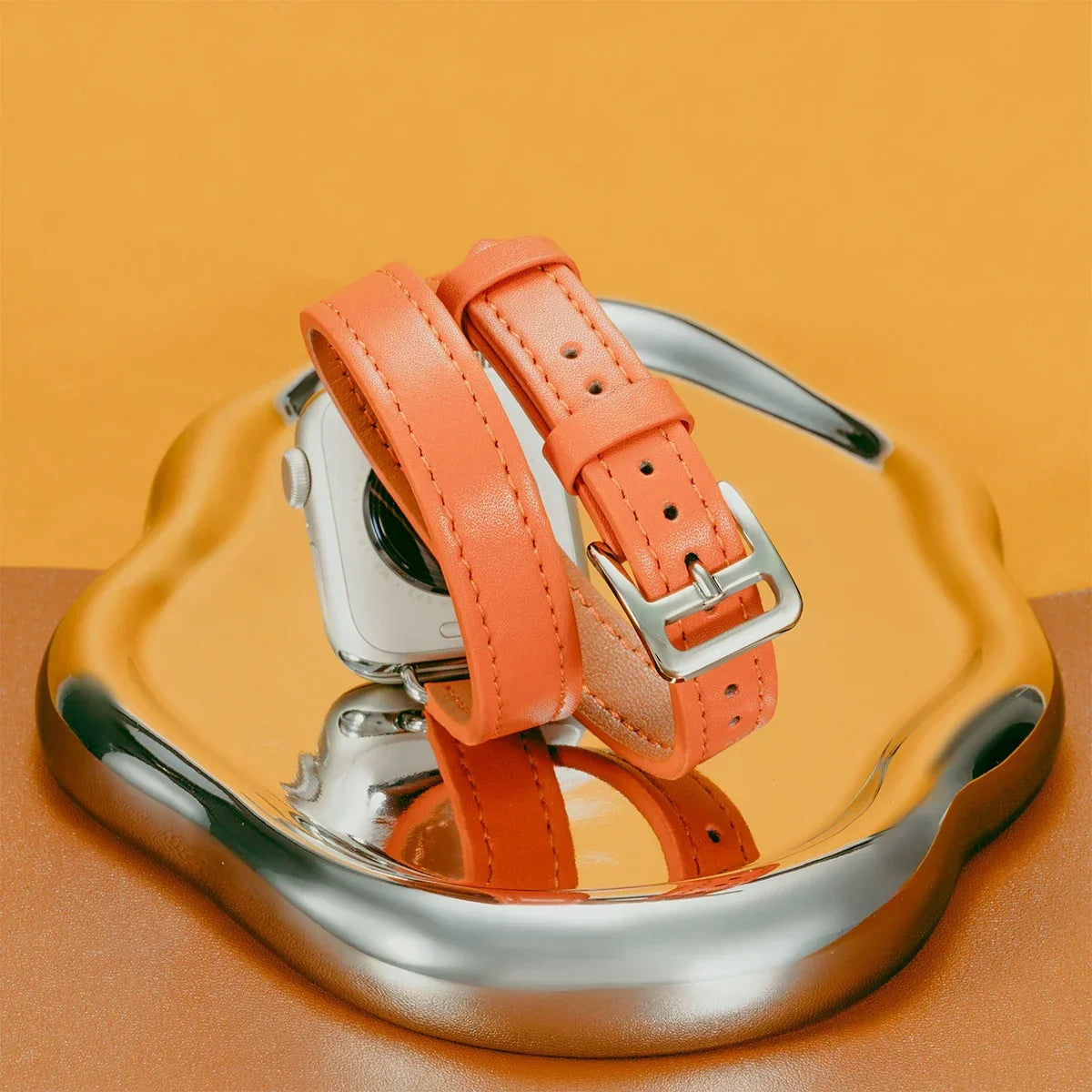 Double Tour Leather Strap For Smartwatch – 38–49mm | Wellstraps™