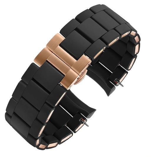 Rubber Watch Strap with Curved Ends – 20/23mm | Wellstraps™