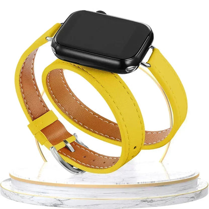 Double Tour Leather Strap For Smartwatch – 38–49mm | Wellstraps™