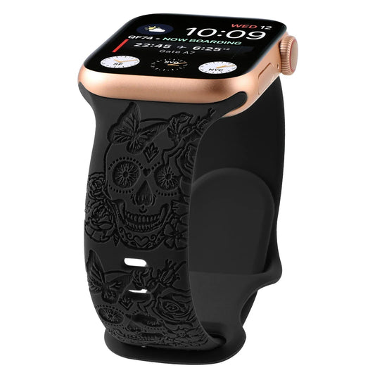 Rubber Strap – Skull Engraved – Multiple Sizes | Premium Design Wellstraps