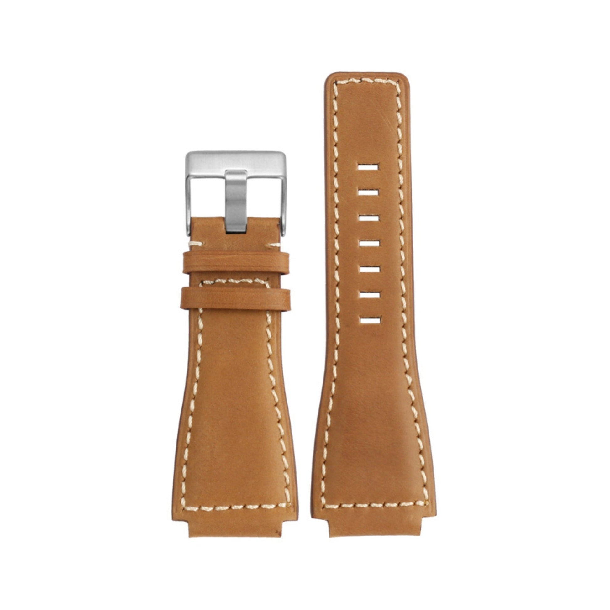 Leather Watch Strap – 24mm – Universal Replacement Band | Genuine Leather – Brown, Black, Beige, Light Brown | Wellstraps™ Wellstraps
