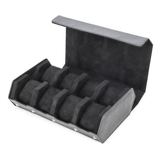 Travel Watch Roll in Black Leather – 8 Slots Wellstraps Boxes