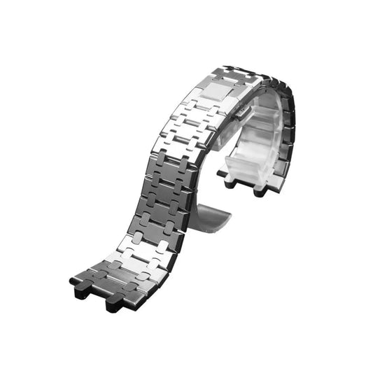 Stainless Steel Strap – 21mm / 26mm / 28mm – For Luxury Sport Watches – Silver | Wellstraps™ Wellstraps